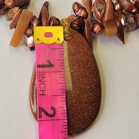 Brown hued gemstone fashion necklace and earrings set - Picture 11 of 14